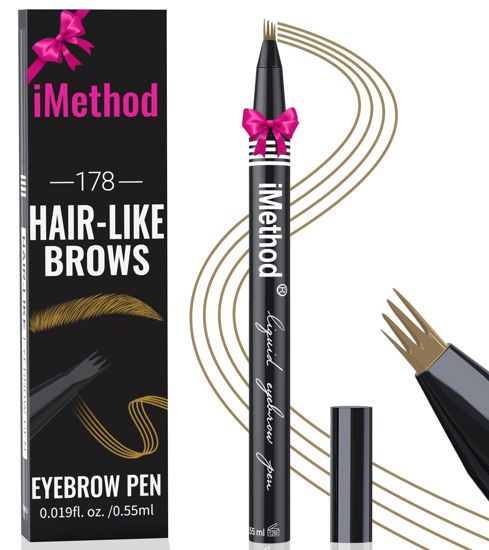 Picture of iMethod Eyebrow Pen - Eyebrow Pencil with Micro 4-Fork Tip, Microblading Eyebrow Pen for Natural Hair-Like Brows, Long-Lasting Eye Brow Pencils for Women, Smudge-proof, Light Brown
