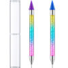 Picture of Tatuo 2 Pieces Rhinestone Picker Dotting Pen, Dual Ended Rhinestone Gems Crystals Studs Picker Wax Pencil Pen Crystal Beads Handle Manicure Nail Art DIY Decoration Tool (Colorful)