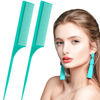 Picture of 2 Pack Rat Tail Combs for Women Fine Tooth Comb Parting Tip Carbon Fiber Root Teasing Anti Static Heat Resistant Adding Volume Evening Hair Styling (Green)