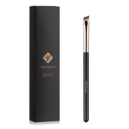 Picture of TEOYALL Flat Angled Eyeliner Brush, Soft Thin Slanted Synthetic Bristles Precision Eyebrow Brush For Brow Powder Gel Eye Liner