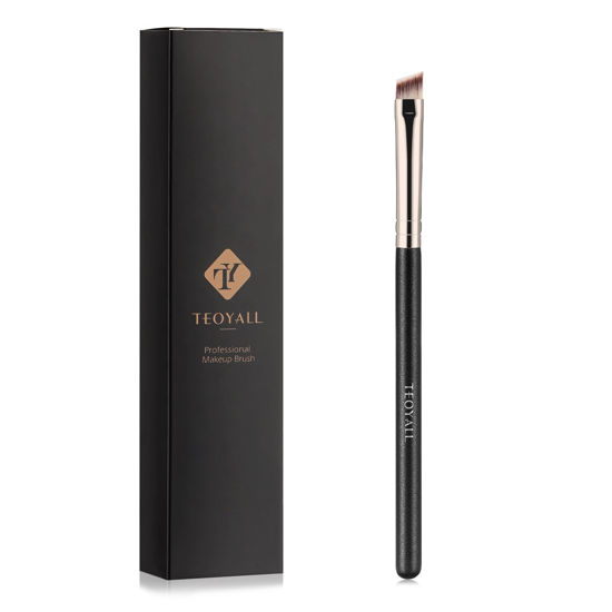 Picture of TEOYALL Flat Angled Eyeliner Brush, Soft Thin Slanted Synthetic Bristles Precision Eyebrow Brush For Brow Powder Gel Eye Liner
