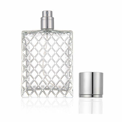 Picture of Enslz 100ml 3.4 oz Refillable Spray Perfume Bottles large cosmetic Fine Mist Atomizer Empty Portabe Clear Glass Essential Oil Container for Travel