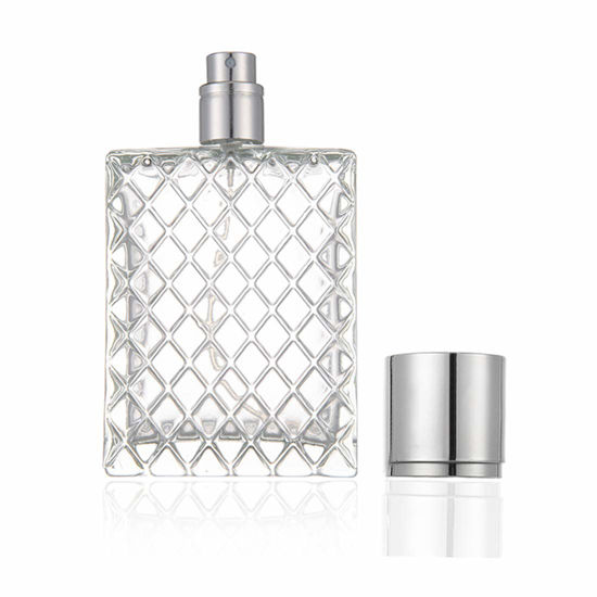 Picture of Enslz 100ml 3.4 oz Refillable Spray Perfume Bottles large cosmetic Fine Mist Atomizer Empty Portabe Clear Glass Essential Oil Container for Travel