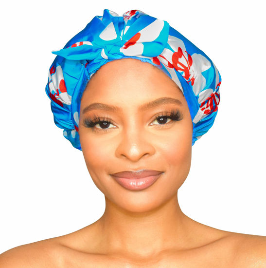 Picture of GRACE & COMPANY Luxury Shower Cap For Women - 100% Waterproof, Reusable, Washable & Breathable Shower Caps - Gramercy
