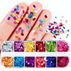 Picture of Laser Square Glitter Nail Art Sequins, Holographic 3D 12 Colors Glitter Flakes Design, Rectangle Shape Nail Shiny Supplies for Women Girls Manicure Powder Charms Decorations, DIY Resin Nail Art Tips