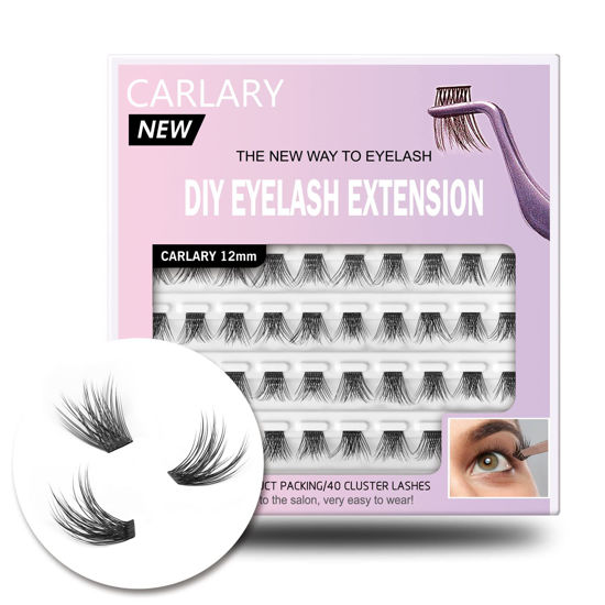 Picture of DIY Eyelash Extension, Individual Lashes, 3D Effect Reusable 40 Cluster Lashes, C Curl Fluffy Wispy Individual Eyelash Clusters for Home Eyelash Extensions (12mm)
