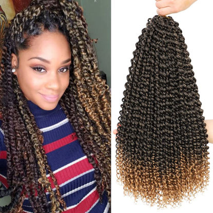 Picture of Dansama Passion Twist Hair Water Wave Braiding Hair for Butterfly Style Crochet Braids Bohemian Hair Extensions (18inch (Pack of 6), T1B/27, Economy Pack)