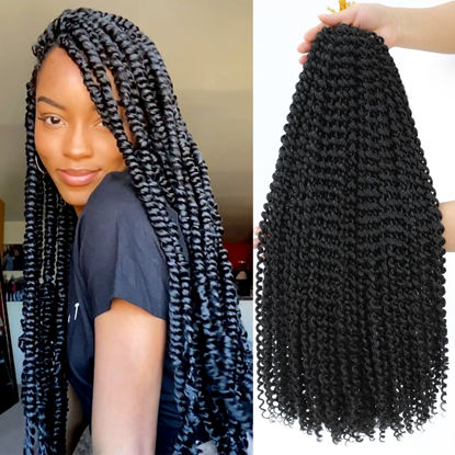 Picture of Dansama 7 Packs Passion Twist Hair Water Wave Braiding Hair for Butterfly Style Crochet Braids Bohemian Hair Extensions (24inch (Pack of 7), #1B)