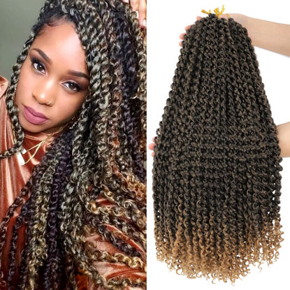 Picture of Dansama Passion Twist Hair Water Wave Braiding Hair for Butterfly Style Crochet Braids Bohemian Hair Extensions (22inch (Pack of 7), T1B/27)