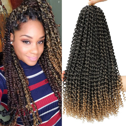 Picture of Dansama Passion Twist Hair Water Wave Braiding Hair for Butterfly Style Crochet Braids Bohemian Hair Extensions (18inch (Pack of 7), T1B/27)