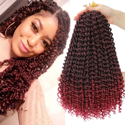 Picture of Dansama Passion Twist Hair Water Wave Braiding Hair for Butterfly Style Crochet Braids Bohemian Hair Extensions (18inch, T1B/BUG, Economy Pack)