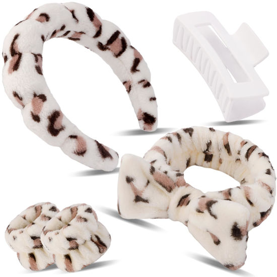 Picture of Canitor Spa Headband Wrist Bands Set with Hair Clips Skincare Headband for Washing Face Non Slip Puffy Terry Cloth Makeup Headband Cute Women Teen Girls Gifts Trendy Stuff Hair Accessories