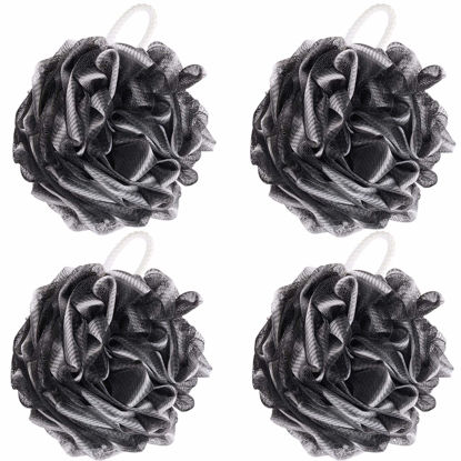 Picture of BTYMS 4 Pieces Shower Loofahs Bath Scrunchies 75g/pcsLarge Bath Sponge Body Loofahs Shower Pouf Mesh Pouf for Bathing
