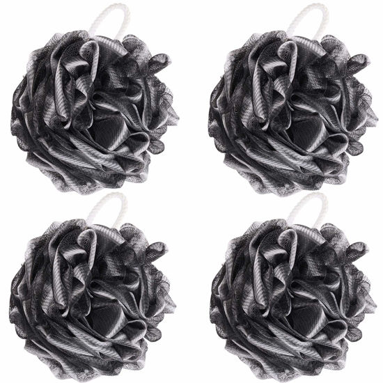 Picture of BTYMS 4 Pieces Shower Loofahs Bath Scrunchies 75g/pcsLarge Bath Sponge Body Loofahs Shower Pouf Mesh Pouf for Bathing