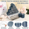 Picture of Acejoz Hair Rollers, 12Pcs Large Self Grip Hair Rollers with 12Pcs Stainless Steel Duckbill Clips, for Long Medium Thick Hair Volume (Navy Blue)