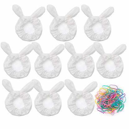 Picture of 10 Pack White Scrunchies with Bow for Tie Dye Cotton Cute Bunny Ears Scrunchies Ponytail Holder for Party Hair Accessories