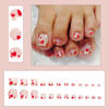 Picture of 24Pcs Valentine's Day Press on Toenails Short Square Fake Toe Nails Pink Toe Nail Press Ons with Red White Heart Design Acrylic Full Cover Gold Glitter False Toe Nail Tips Stick on Toenails for Women
