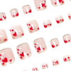 Picture of 24Pcs Valentine's Day Press on Toenails Short Square Fake Toe Nails Pink Toe Nail Press Ons with Red White Heart Design Acrylic Full Cover Gold Glitter False Toe Nail Tips Stick on Toenails for Women