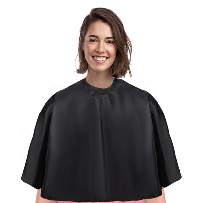 Picture of Short Barber Cape, Waterproof Nylon Salon Hair Cutting Cape, Makeup Artist Cape for Hair Dye, Comb-out, Styling, Shampoo