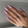 Picture of Baby Pink Chrome Press on Nails Medium Almond, KQueenest Mirror Metal Stiletto Fake Acrylic Nails with Bling Design, Reusable Glue on Nails for Daily Party Wear, False Nails Press ons in24 PCS