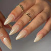 Picture of Champagne Chrome Press on Nails Medium Almond,KQueenest Iridescent Stiletto Fake Nails with Designs,Glossy Pearlescent Glue on Nails Press on With Mirror Effect,Acrylic Nails for Women Girls 24Pcs