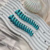 Picture of Teal Blue Chrome Press on Nails Medium Almond, KQueenest Mirror Metal Stiletto Fake Acrylic Nails with Bling Design, Green Glue on Nails for Daily Party Wear, False Nails Press ons in 24 PCS
