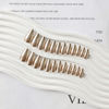 Picture of Light Gold Chrome Press on Nails Medium Almond, KQueenest Mirror Metal Stiletto Fake Acrylic Nails with Bling Design, Glue on Nails for Daily Party Wear,False Nails Press ons in 24 PCS