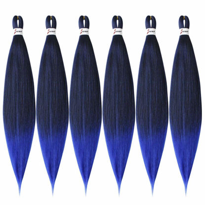 Picture of Xiaofeng Braiding Hair Extensions for Women 6 Packs 100g/Pack 24Inch High Temperature Ombre Jumbo Synthetic Braiding Hair for Twist Crochet Braids (26 Inch, Ombre Black to Blue)