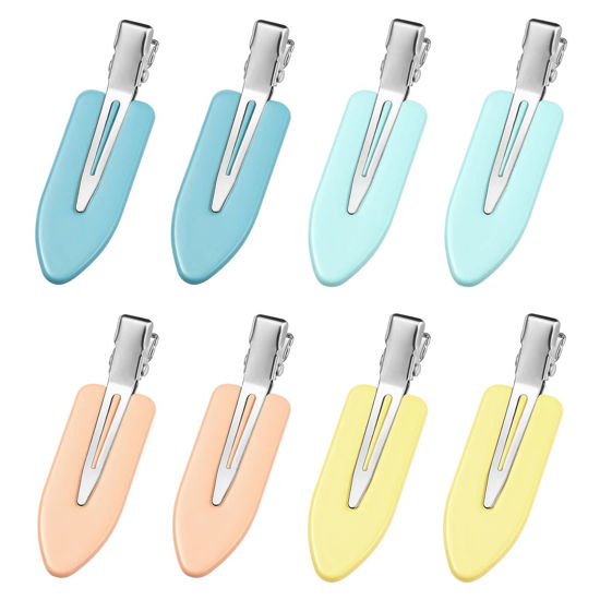 Picture of YIERSO 8 Pcs No bend Hair Clips No Crease Makeup Hair Clip Duckbill Clips No Dent Creaseless Flat Clip Alligator Hair Barrettes for Salon Hairstyle Women Girls Makeup Accessories (Yellow)
