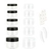 Picture of ZEJIA 10pcs Small Travel Containers, Sample Containers with Screw Lids, 5 Size 3/5/10/15/20 Gram Sample Jars with 12pcs Labels and 2pcs Mini Disposable Spatula, Makeup Sample Containers BPA Free