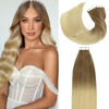 Picture of Lacerhair Tape in Balayage Natural Hair Extensions Straight Ombre Bronde to Bleach Blonde Soft Human Hair Extensions 20 Inches