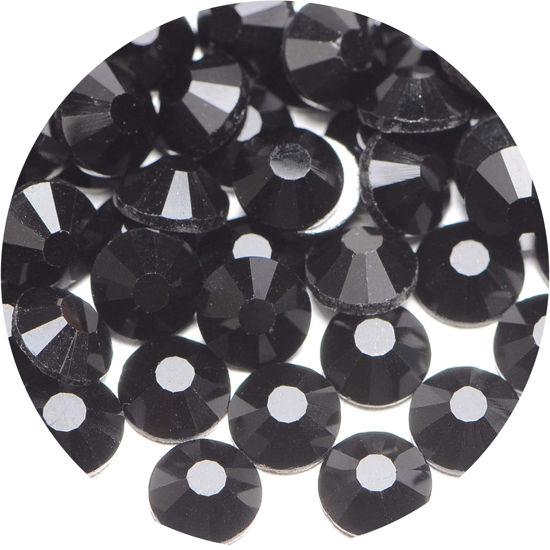 Picture of NCB 2000pcs Flatback Round Glass Nail Art Rhinestones Crystal for DIY Making Accessories Shoes, Clothes, Face Art, Bags, Manicure (Black, SS12 2000pcs)