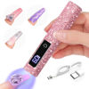 Picture of SAVILAND Glitter U V Light for Gel Nails: Pink 12W LCD Screen Handheld U V Nail Lamp 8X-Faster Cure LED Lamp Flash Cure Light for Gel X Nails Cordless Nail Dryer Mini U V Light for Home Salon Use