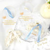 Picture of DEEKA Bridesmaid Proposal Gifts 8 Pack Pearl Bridesmaid Hair Claw Clips with Ribbon 3 Inch Hair Clips Bachelorette Party Favors Bridal Party Present Hair Accessories (Half Circle White&Blue)