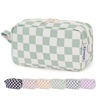 Picture of Narwey Small Checkered Makeup Bag for Purse, Gift for Teen Girls, Travel Makeup Pouch Mini Cosmetic Bag Cute Make up Bags Zipper Pouch for Women and Girls (Mint Green Checkerboard, Small)