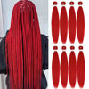 Picture of Liang Dian Pre-Stretched Braiding Hair 28 Inch 8 packs Hot Water Setting Synthetic Hair Crochet Braiding Hair Extension (Red)
