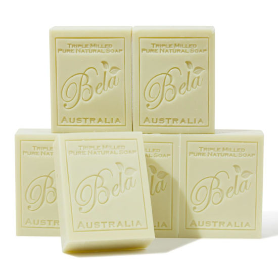 Picture of BELA - Triple Milled Pure Natural Soap Bars - French Pear, 3.3 oz (Pack of 6) - Organic Shea Butter - Rich Creamy Lather - Triple French Milled - Long Lasting - Made in Australia