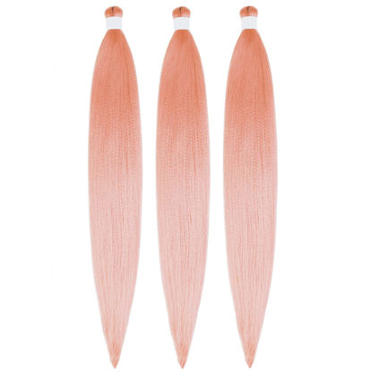 Picture of Rose Gold Pink Braiding Hair Pre stretched Human Braiding Hair Kanekalon Braiding Hair 30 Inch