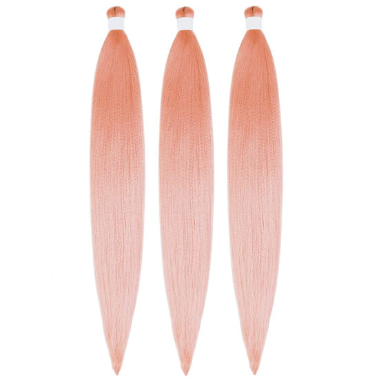 Picture of Rose Gold Pink Braiding Hair Pre stretched Human Braiding Hair Kanekalon Braiding Hair 30 Inch