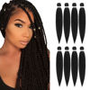 Picture of DIFUNEE Pre-stretched Braiding Hair - 20 Inch 8 Packs Natural Black Long Braiding Hair For Twist or Box Braids, Yaki Texture Hot Water Setting Synthetic Braiding Hair Extensions (20 Inch, 1B-8P)