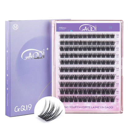 Picture of GAQQI Lash Clusters, Eyelash Clusters 120PCS C Curl Individual Lashes, Wispy Cluster Eyelash Extension 10-16mm Mixed Length, Natural Looking Cluster Lashes （GQ19, C Curl, 10-16mm)