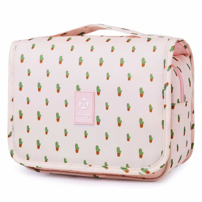 Picture of Narwey Hanging Toiletry Bag for Women Travel Makeup Bag Organizer Toiletries Bag for Travel Size Cosmetics Essentials Accessories (Cactus)