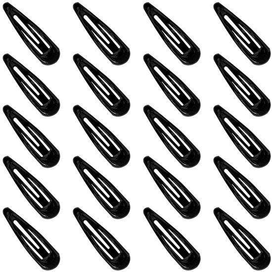 Picture of GKETN Snap Hair Clips for Women Water Drop Non Slip Hair Barrettes Heavy Coated Metal Black Hair Clips Accessory 20 PCS 1.89"