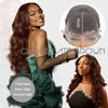 Picture of Ruaswey 28 Inch Chocolate Brown Lace Front Wig 200 Density HD Brown Lace Front Wigs Human Hair Pre Plucked Chocolate Brown Body Wave Human Hair Wig 4# Colored 13x4 Lace Frontal Wigs Human Hair