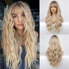 Picture of HAIRCUBE Ombre Blonde Wig Long Curly Wig with Bangs Natural Appearance Heat-Resistant Synthetic Wig Suitable for Fashionable Women