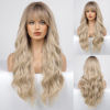 Picture of HAIRCUBE Ombre Blonde Wig Long Curly Wig with Bangs Natural Appearance Heat-Resistant Synthetic Wig Suitable for Fashionable Women
