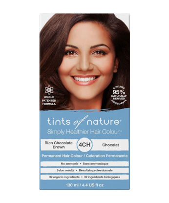 Picture of Tints of Nature 4CH Rich Chocolate Brown Permanent Hair Dye, Nourishes Hair and Covers Greys, Ammonia-Free, 130ml
