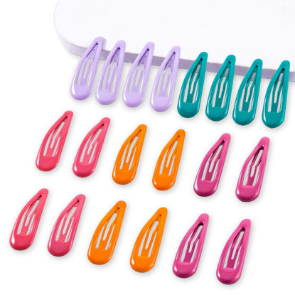 Picture of Cptots 20 PCS Metal Snap Hair Clips Water Drop No Slip Hair Barrettes for Women Small Hair Clips For Thick And Thin Fine Hair,Purple Orange Dark Green Gradient Red,1.97 x 0.5 Inches.