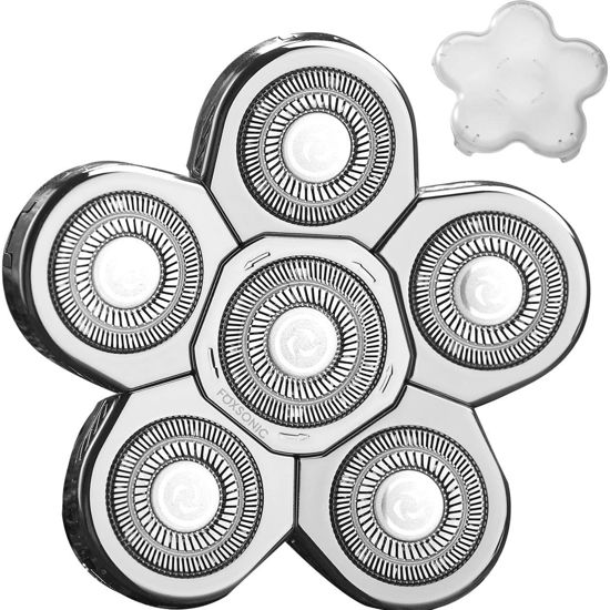 Picture of FOXSONIC Silvery Men's Electric Shaver Replacement Heads Electric Razor Blade Replacement Head 6 Blades Head Shaver replacement Bald Shaver Head Blade