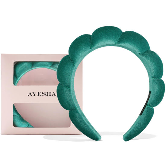 Picture of Ayesha Spa Headband Bubble Skincare Headband for Washing Face Clouds Soft Hairband Skincare Makeup Headbands for Women Girls Shower Makeup Skincare(green)